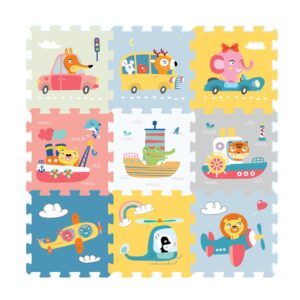3087 - Transportation & Animal Printed Puzzle Mat (9pcs)