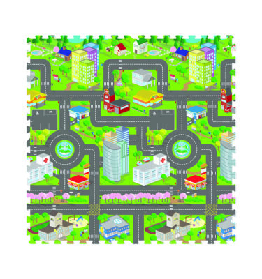 3016 - City Map Printed Puzzle Mat (4pcs)