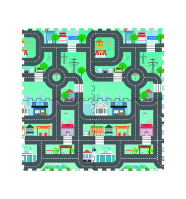 3043 - City Map with Road Track Printed Puzzle Mat (4pcs)