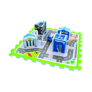 3046V - Police Station Adventures Printed Puzzle Mat (4pcs) with Toy Car