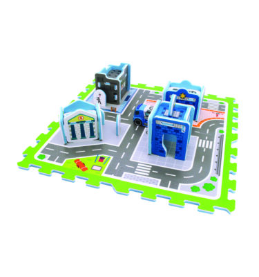 3046V - Police Station Adventures Printed Puzzle Mat (4pcs) with Toy Car