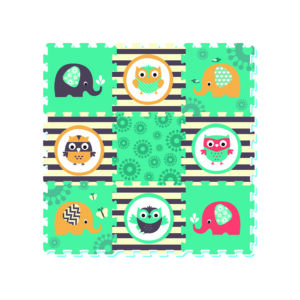 3064 - Elephant & Owl Printed Puzzle Mat (9pcs)