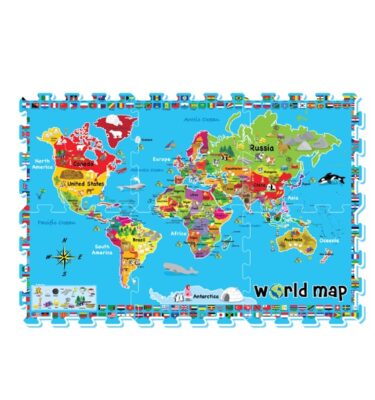 3287 - World Map Printed Puzzle Mat (6pcs)