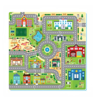 3053V - Metro City Printed Puzzle Mat (9pcs) with Toy Car
