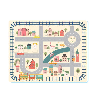 3431V - Puzzle Road Track with Toy Car - City Map with Railway Track
