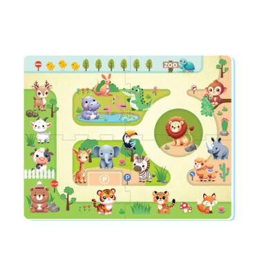 3433V - Puzzle Road Track with Toy Car - Safari Road Track