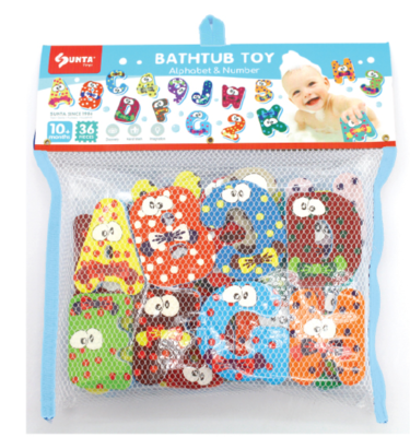 1327 - PRINTED BATHTUB TOY: ALPHABET & NUMBER